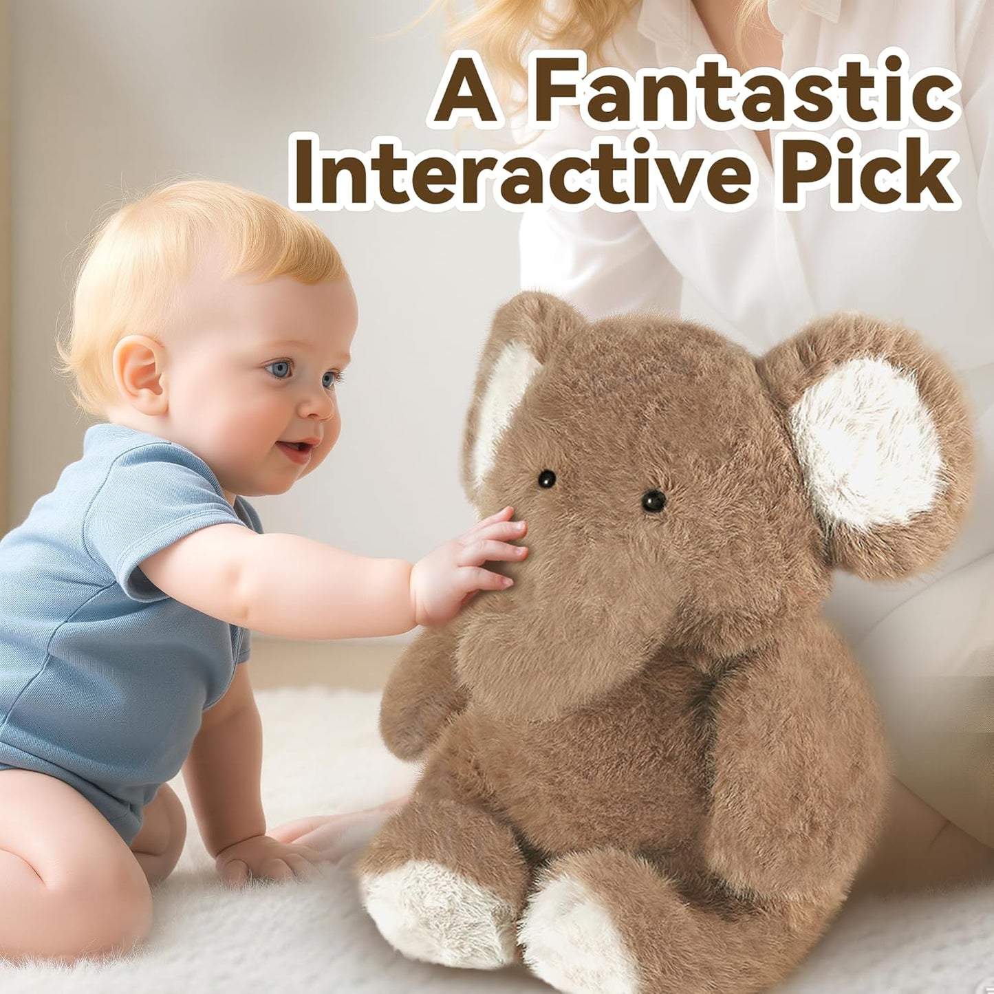 iPlay, iLearn Elephant Stuffed Animal, Soft Baby Plush Elephant Toy, Infant 18" Big Cute Fluffy Animal Toy, Ultra Soft Nursery Bedtime Huggable Birthday Gifts for Toddlers Girls Boys Kids Age 0 and up