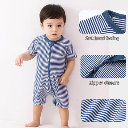Feidoog Baby Boys 2Pack Rompers Summer Short Sleeve 2 Way Zipper One-Piece Romper Jumpsuit Sleep and Play