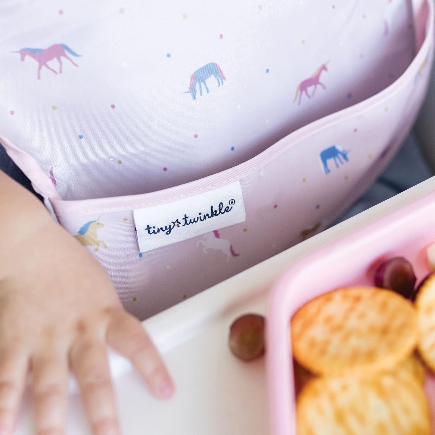 Tiny Twinkle Mess Proof Baby Bibs for Eating - Waterproof, Wipeable Bibs - Toddler Bibs - Travel
