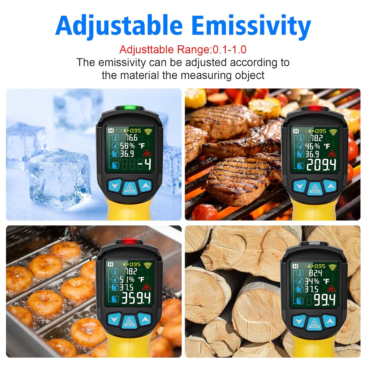 MESTEK Infrared Thermometer Laser Temperature Gun, -58°F to 1472°F (-50~800°C), Non-Contact Digital