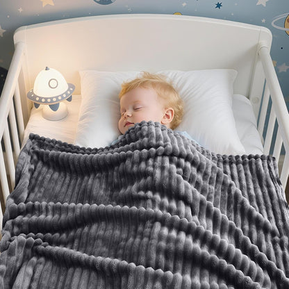Soft Fleece Baby Blanket Ultra Cozy Grey Baby Blankets for Boys Warm and Lightweight Infant Toddler