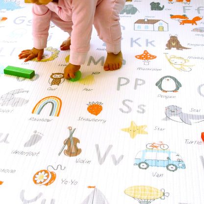 Cushmat Stylish Reversible Foam Play Mat (Large, Alpha - Palm Gray) - Soft, Waterproof, Durable Play mat for Infants, Babies, Toddler, Kids & Grownup - 6.5ft x 4.5ft