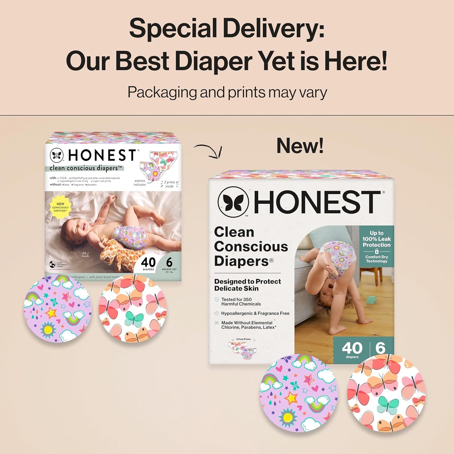 The Honest Company Clean Conscious Diapers for Delicate Skin | Up to 100% Leakproof |