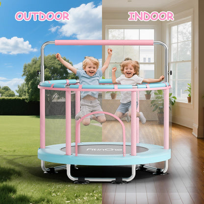 FitinOne 55" Toddler Mini Trampoline for Kids, Indoor Outdoor Toys with Swing, 440lbs Baby Kids
