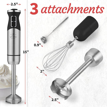Zulay Immersion Blender Handheld - Durable Stick Blender With Ultra-Sharp Stainless Steel Blades