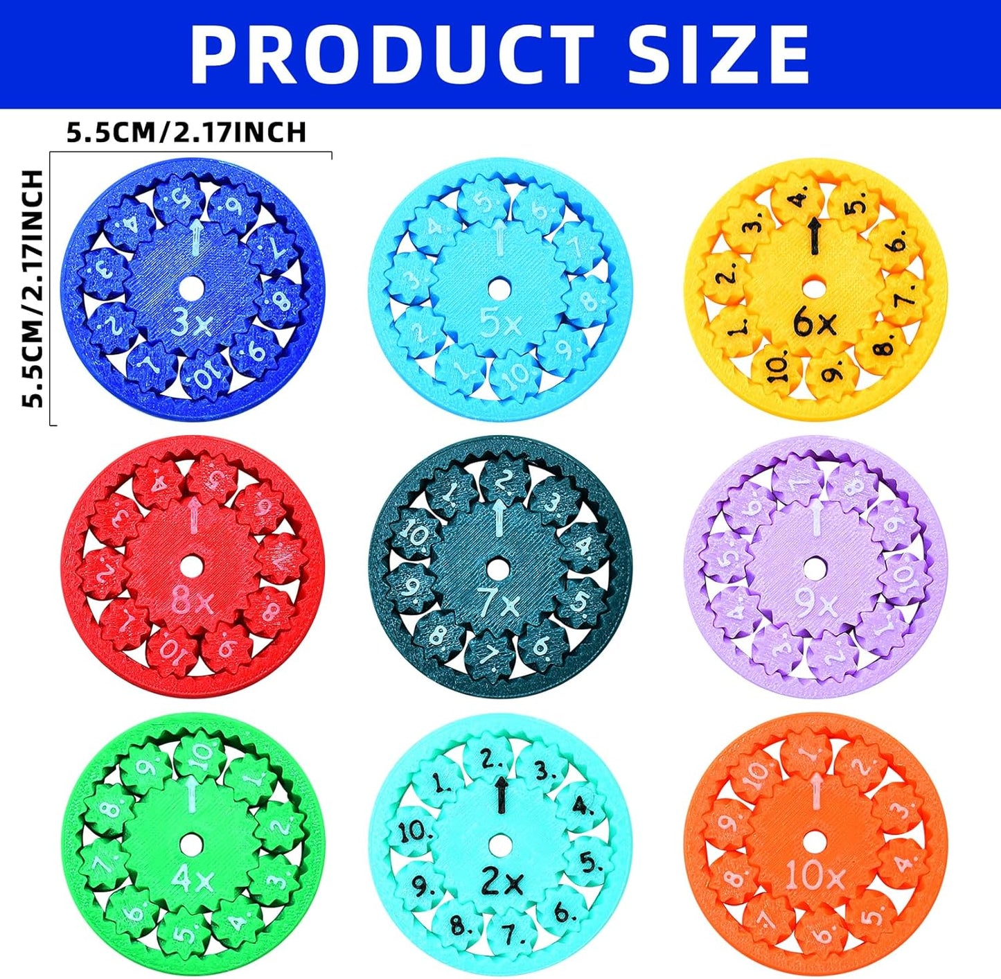 Math Fidget Spinners,Funny Educational Math Fact Tools,Math Learning & Education Toys Game,Creative Gift (9 PCS-Multiplication & Division)