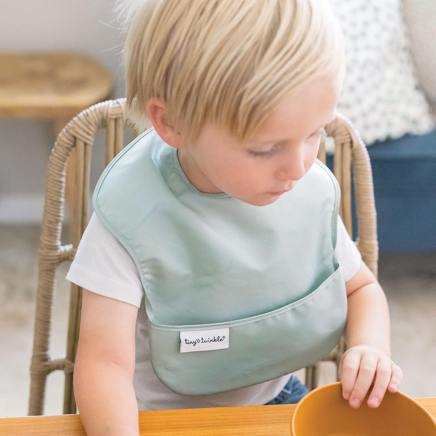Tiny Twinkle Mess Proof Baby Bibs for Eating - Waterproof, Wipeable Bibs - Toddler Bibs - Travel