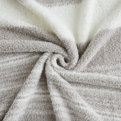 WRENGONGE Taupe Throw Blanket, 50x70 Soft Cozy Striped Throw Blankets for Couch, Sofa, Bed, Travel