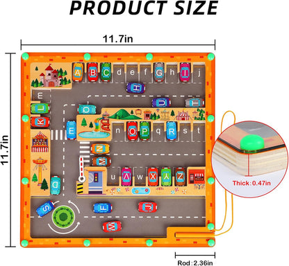 Magnetic Fidget Toys Handheld Game for Kids & Teens, Montessori Wooden Puzzle Game Board,Fine Motor Skills Educational Sensory Toys & Stress Relief Party Favors Toy &Best Gifts for Preschoolers