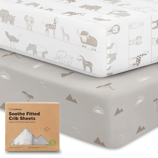 KeaBabies 2-Pack Organic Crib Sheets for Boys, Girls - 52x28 Fitted Crib Mattress Sheet Neutral