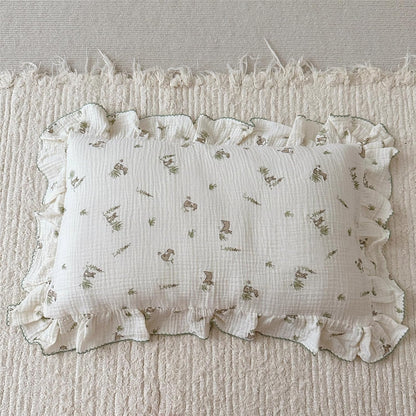 BuLuTu Muslin Toddler Pillowcase for Toddler Bed, Soft Breathable Standard Size Pillow Cover 20"x26", Animal Gray Bunny Toddler Pillow Case for Girls Boys Kids 1 2 3 4 5 6 Year Old, Envelope Closure