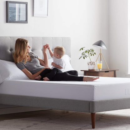 LUCID Premium Rayon from Bamboo Jersey Mattress Protector | Full Size Waterproof Mattress Protector | Ultra Soft, Fitted Sheet Style, White