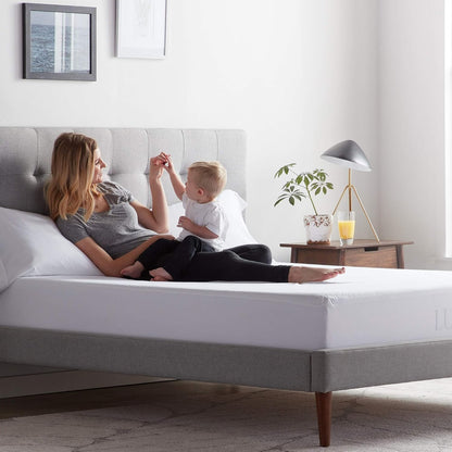 LUCID Premium Rayon from Bamboo Jersey Mattress Protector | California King Size Waterproof Mattress Protector | Ultra Soft, Fitted Sheet Style, White