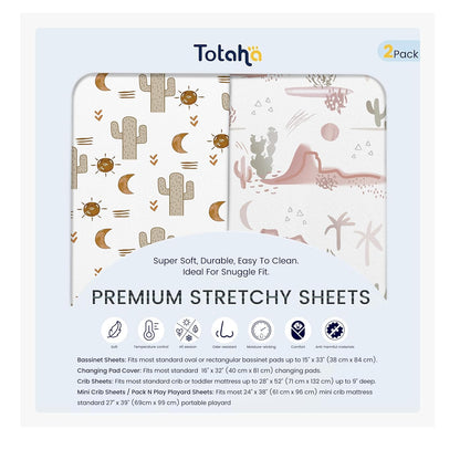 TotAha Cactus Changing Pad Covers Neutral, Buttery Soft Changing Table Cover Girl Boy, Silky Comfort Diaper Changing Pad Cover Fit 32x16 Changing Pads