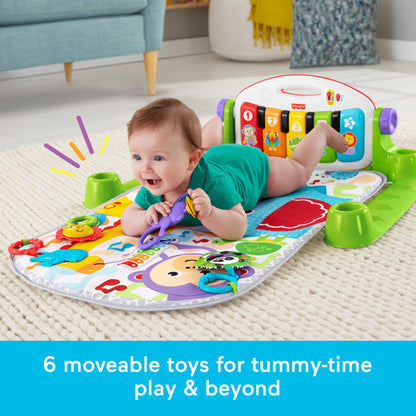Fisher-Price Baby Playmat Deluxe Kick & Play Piano Gym for Learning & 2 Maracas Soft Rattles for