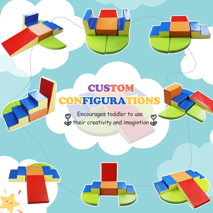 6-Piece Baby Soft Foam Climbing Blocks Set, PU Leather Non Slip Foam Play Gym Climbing Structures for Toddlers 3, Indoor Climb and Crawl Activity Play Set