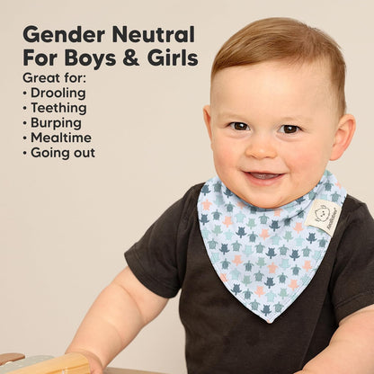8-Pack Organic Baby Bandana Bibs for Girls - Super Absorbent Triangle Baby Bibs for Drooling and Teething Infant, 100% Cotton Extra Soft for Newborn, Infant 0-36 Months (Beach Day)
