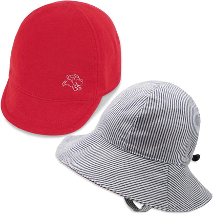 Keepersheep Baby Reversible Baseball Cap Infant Sun Hat, Cotton Knit Soft Brim for Infant Toddler, Summer Outdoor Unisex