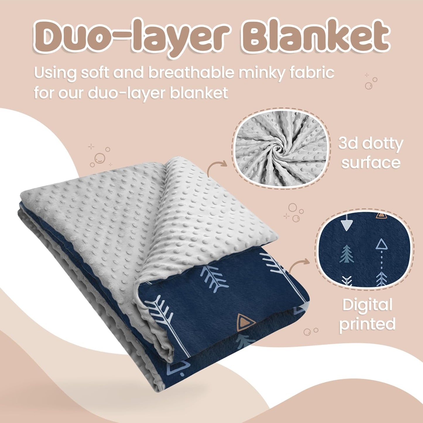 SANDJEST Kid Blanket for Boys with Double Layer Dotted Backing - Arrows Printed 30 x 40 Receiving