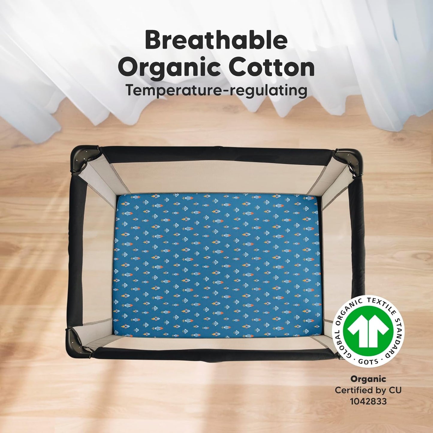 2-Pack Mini Crib Sheets Fitted - 38x26 Pack N Play Sheets for Pack and Play Mattress, Organic