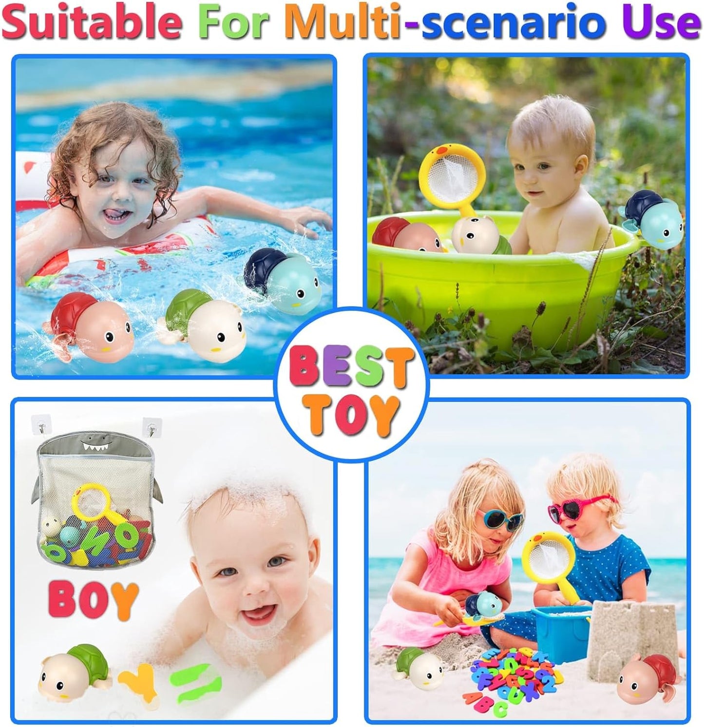 Bath Toys for Kids Ages 1-3 - Baby Water Table Pool Toys For Toddlers Mold Free Wind-Up Turtle Toy