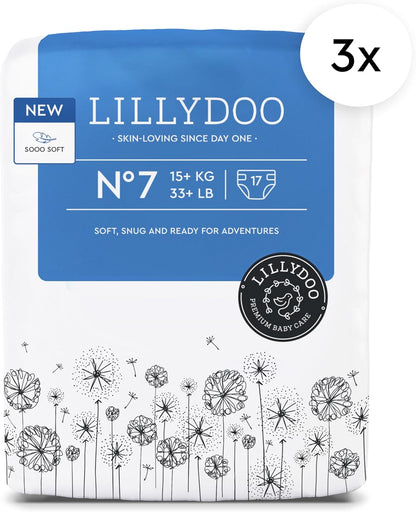Baby Diapers - Size 7 (33+ lbs), Half-Monthly Supply (51 Count), Leak Protection, Skin-Friendly, Ultrasoft, Perfume- & Chlorine-Free, Hypoallergenic, Dermatologist Tested, Oeko-TEX®