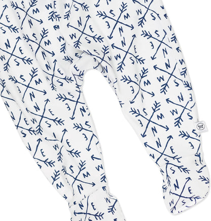 HonestBaby 3-pack Footed Pants Roomy Fit Pull on Bottoms 100% Organic Cotton for Infant Baby Boys, Girls, Unisex