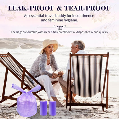 Large Adult Diaper Disposal Bags (18?™’x23?™â€?,96 Pcs, Scented, Elderly Waste Disposal, Baby Diapers Disposal Trash Bags, Sanitary Product Disposal at Home and Travel, Purple