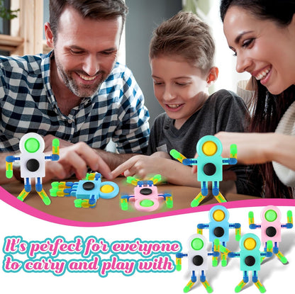 72 Pcs Glow in The Dark Fidget Sensory Spinner Toys Transformable Chain Robot Fingertip Toy Sensory for Anxiety, Stress Relief ADHD Autism Pinata Goodie Bag Stuffers
