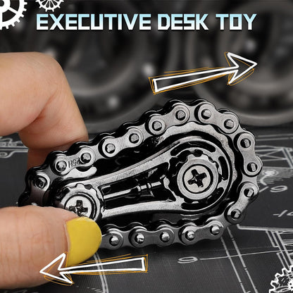 Cool Sprockets Fidget Bike Chain Hand Roller for Anxiety Relief, Assemble Fidget Spinner Ring Toy for Gift, Metal Fingertip Spinning Sensory Toy for Adult Kid 4-8 8-12