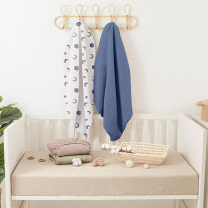 Bearmoss Muslin Mini Crib Sheets for Pack N Play Mattress - 100% Cotton - 38"x24" Soft Breathable