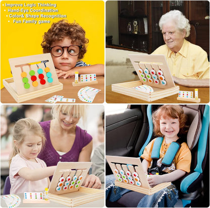 Montessori Preschool Learning Toys for Kids: Wooden Slide Puzzle Board Toys Color Shape Sorting Matching Brain Teasers Education Logic Game Gift for 3 4 5 6 7 Years Old Toddlers Child Boys Girls
