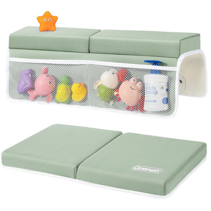 URMYWO Bath Kneeler and Elbow Rest Pad Set - 1.5" Thick Baby Bath Kneeler Pads with Toys Organizer