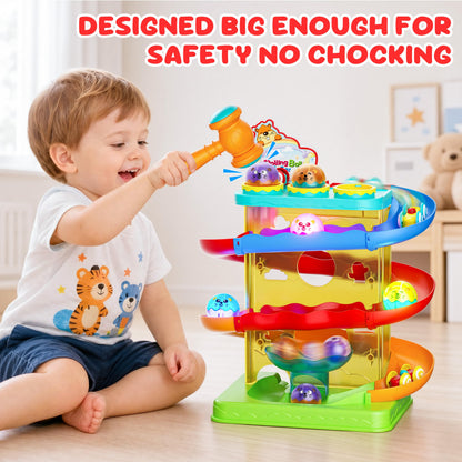 2-in-1 Ball Drop & Car Ramp Race Track Montessori Toy for Toddlers Ages 1-5