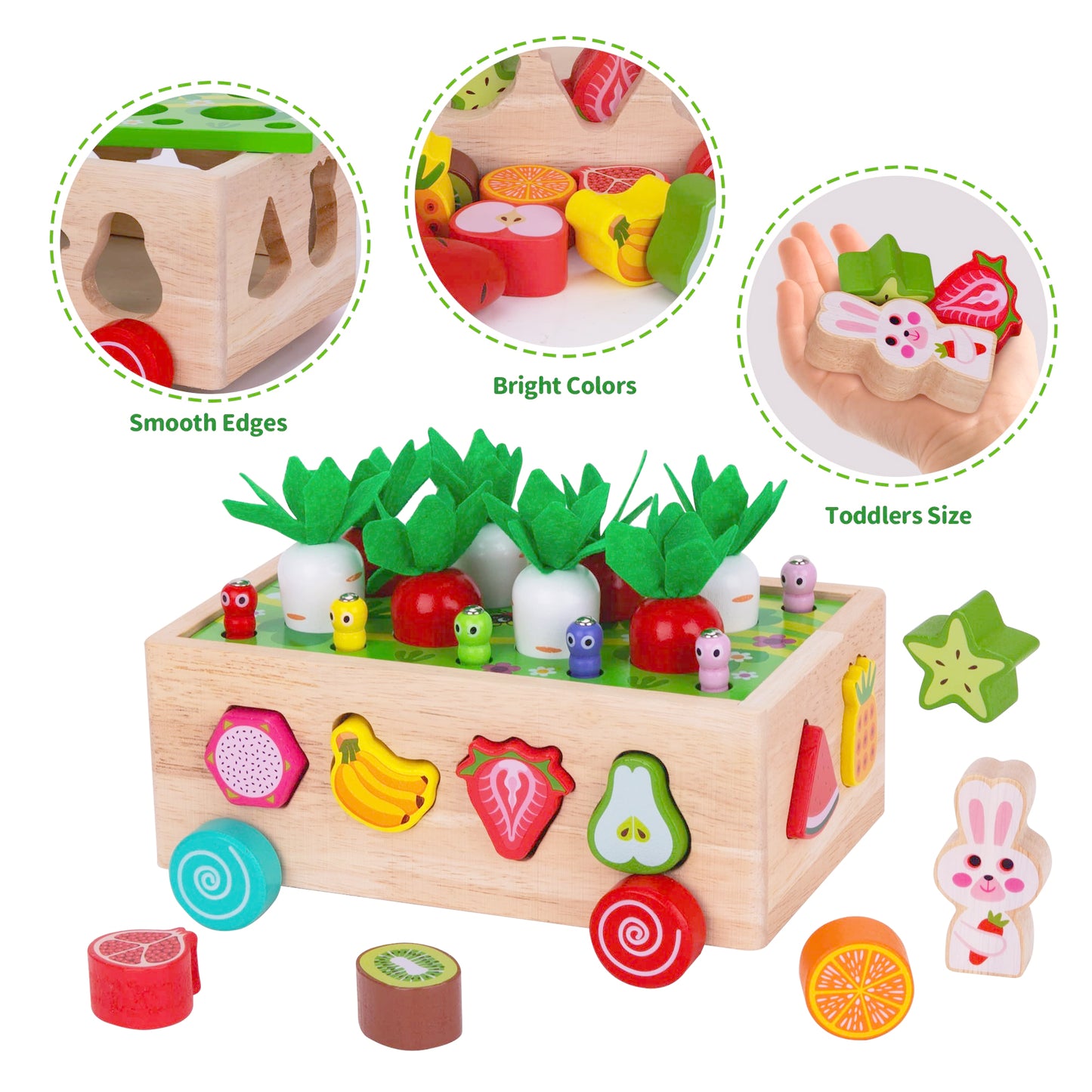 Toddlers Montessori Wooden Educational Toys for Boys Girls Age 1-3 Year Old