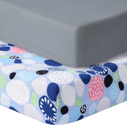 Baby Crib Sheets for Boys Girls, 2 Pack Fitted Crib Sheet for Standard Crib and Toddler Mattress