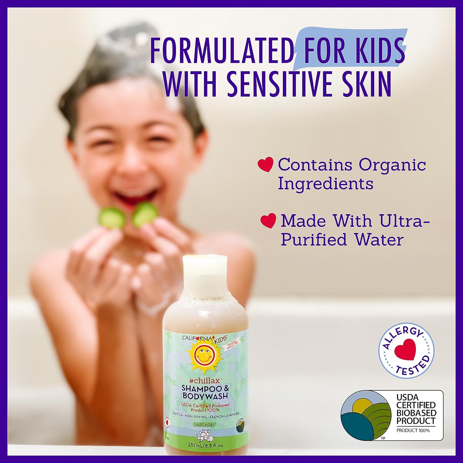 California Kids Chillax Shampoo and Bodywash | 100% Plant-Based | Gentle Skincare | Lavender