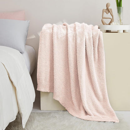 CYMULA Super Soft Pink Throw Blanket 50x60 inches- Lightweight Plush Fuzzy Fluffy Warm Cozy