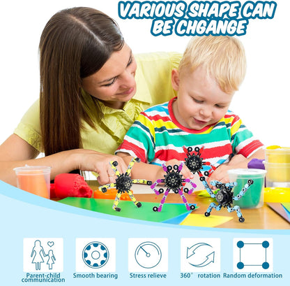 Zhanmai Transformable Fidget Spinners Fidget Toys for Kids and Adults Stress Relief Sensory Toys Transformable Chain Robot Fingertip Gyros for ADHD Autism for Kids Gifts(48 Pack)