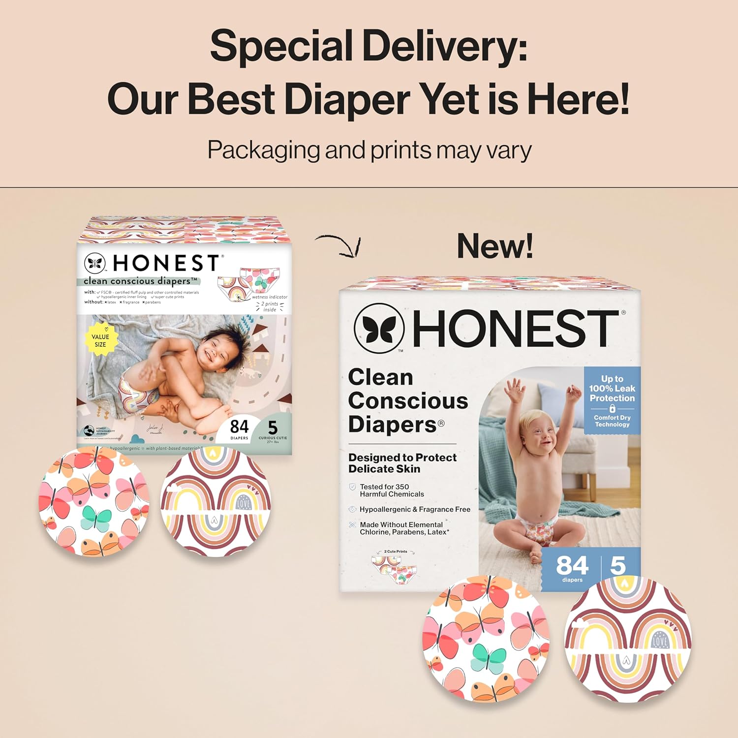 The Honest Company Clean Conscious Diapers for Delicate Skin | Up to 100% Leakproof |