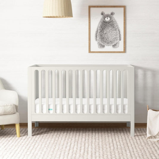 Newton Baby Galileo Standard Crib, Solid Beech Wood in White Color, 3-in-1 Convertible Crib with Toddler Bed Conversion Kit, Ultra-Safe Non-Toxic Finish