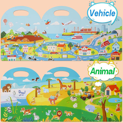 4 Sets Sticker Books for Toddlers 2-4 Years, 122 Pcs Puffy Stickers for Kids, 3D Sticker Books for Toddlers 1-3, Toddler Airplane Travel Essentials for Kids