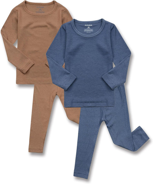 AVAUMA Baby Boys Girls Pajama Set Kids Toddler Snug fit Ribbed Sleepwear pjs for Daily Life Style