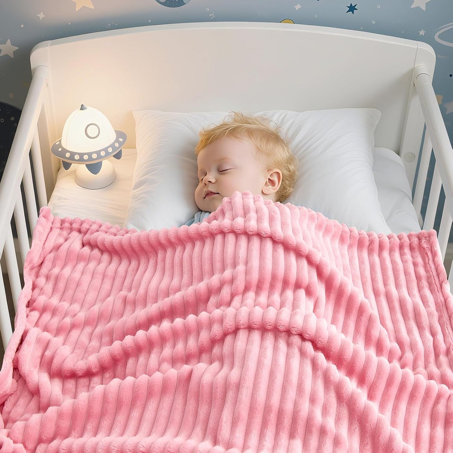Soft Fleece Baby Blanket Ultra Cozy Pink Baby Blankets for Girls Warm and Lightweight Infant