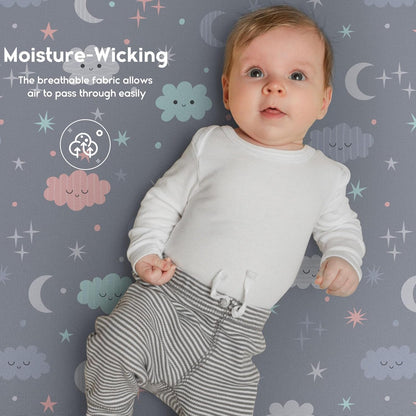 Yoofoss Baby Crib Sheets for Boys Girls, Fitted Crib Sheet 2 Pack for Standard Crib and Toddler