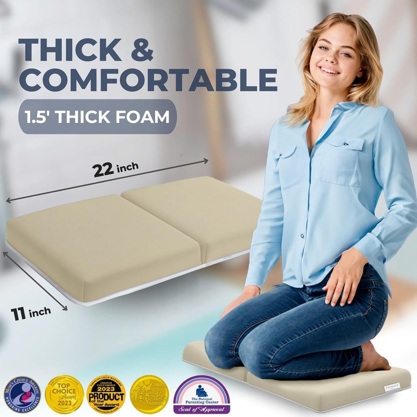 Comfortable Baby Bath Kneeler and Elbow Rest Pad Set – Thick Memory Foam Bath Kneeling Pad with