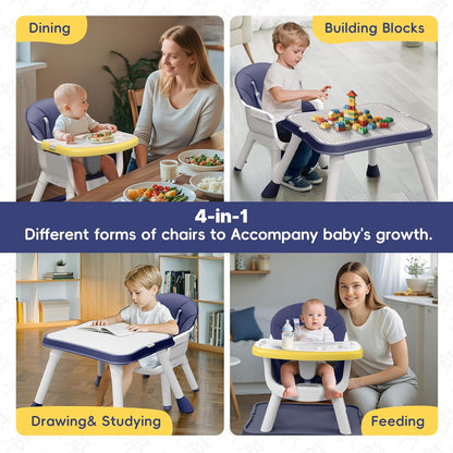 4 in 1 Baby High Chair, Toddler Chair with Removable Tray, Convertible High Chairs for Babies and