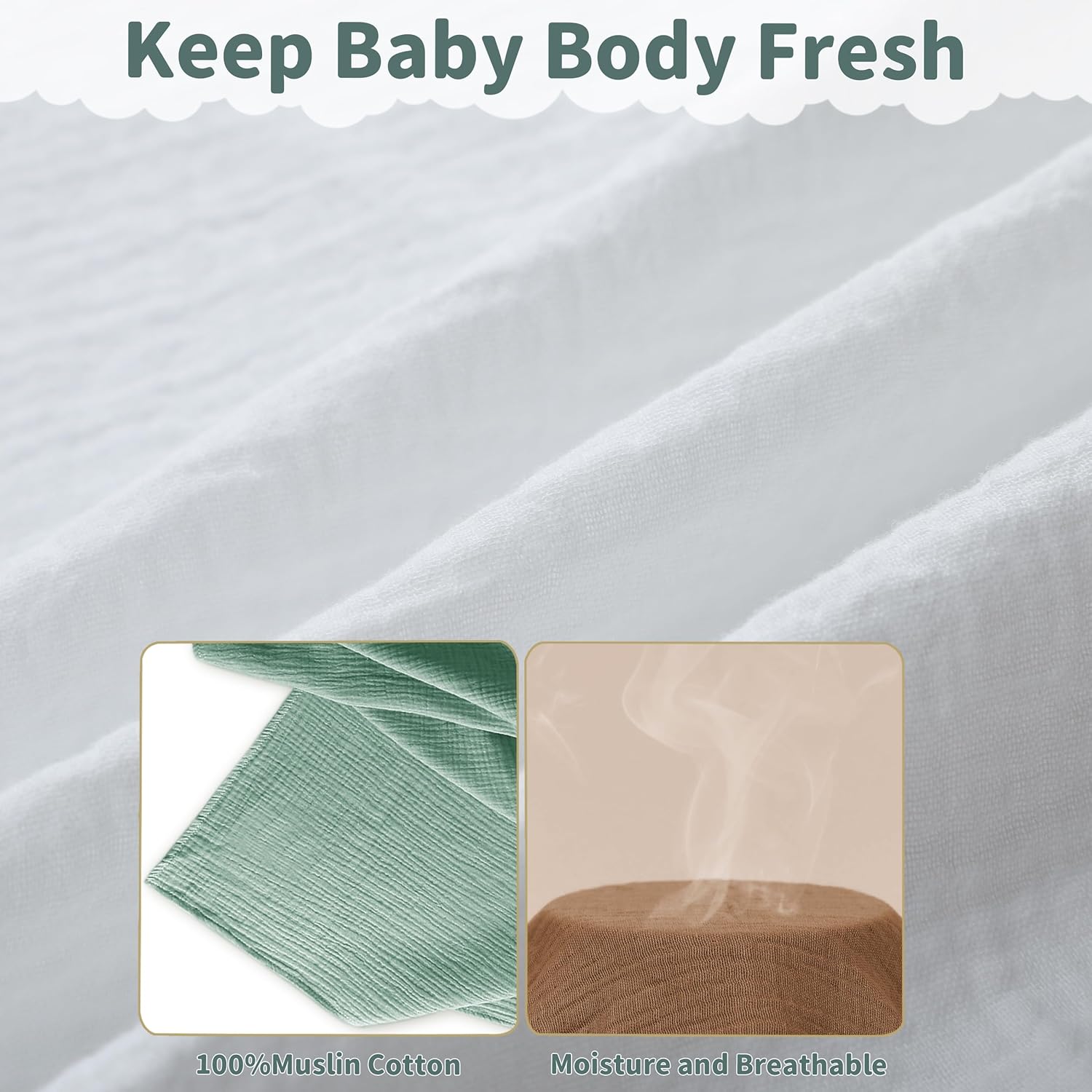 Muslin Swaddle Blankets for Newborn, 2 Pack Breathable Soft Receiving Blanket, Large 41 x 41 inches