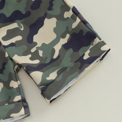 wdehow Toddler Kids Baby Boy Summer Clothes Sets 1T 2T 3T 4T 5T Letter Print Short Sleeve Tops Camouflage Shorts Outfits