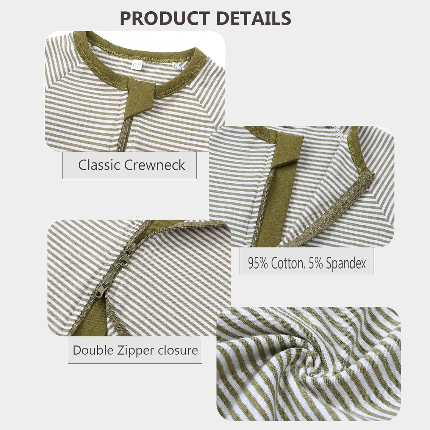 Feidoog Baby Boys 2Pack Rompers Summer Short Sleeve 2 Way Zipper One-Piece Romper Jumpsuit Sleep and Play